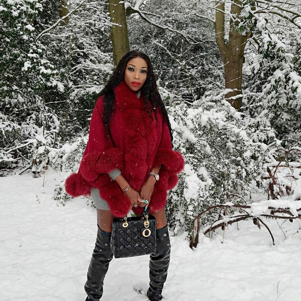 Red Fur Poncho / Cape (One SIze)